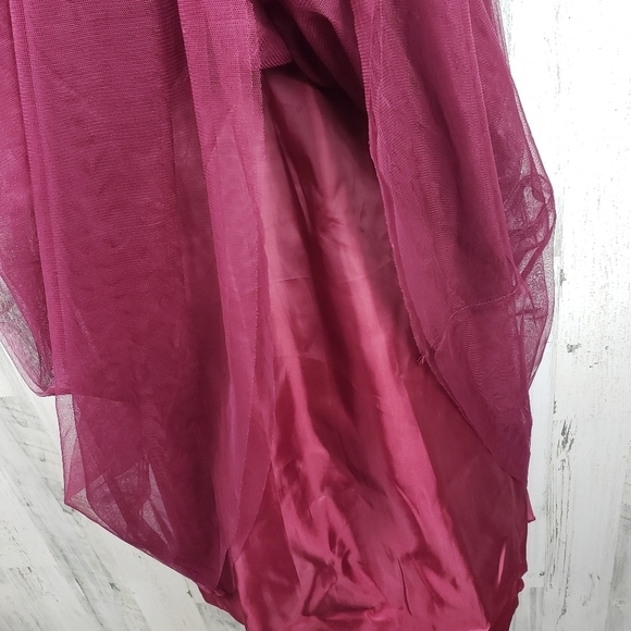 New teeze me burgundy lace flower spaghetti strap formal dress women's size 14 - Picture 7 of 16